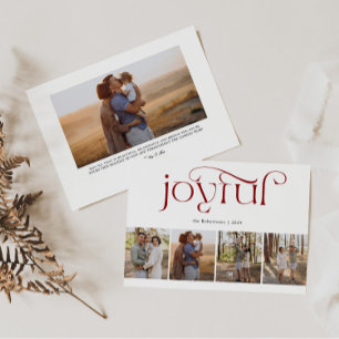 Red Joyful Modern Typography Photo Holiday Card