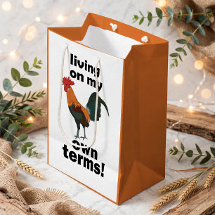 Red Junglefowl Living On My Own Terms Rooster Medium Gift Bag