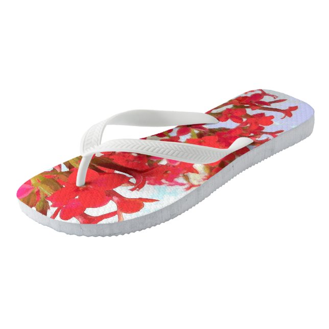 Red Kalanchoe Flowers Jandals (Angled)