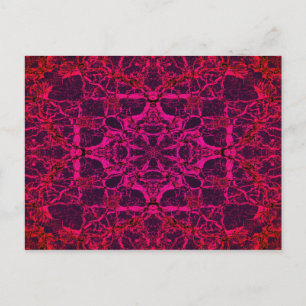 Red kaleidoscope pattern postcard