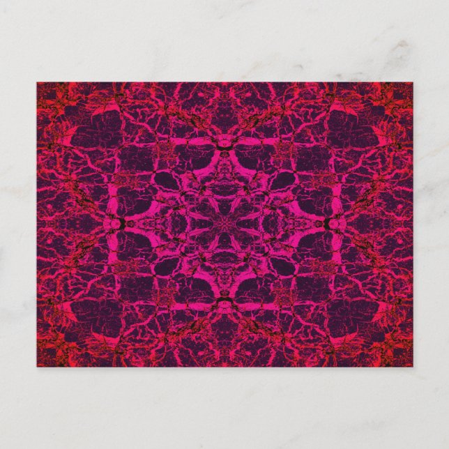 Red kaleidoscope pattern postcard (Front)