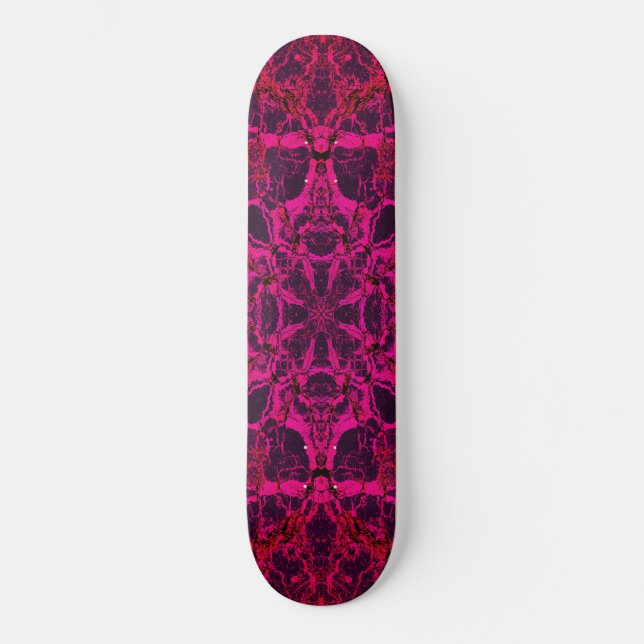 Red kaleidoscope pattern skateboard (Front)