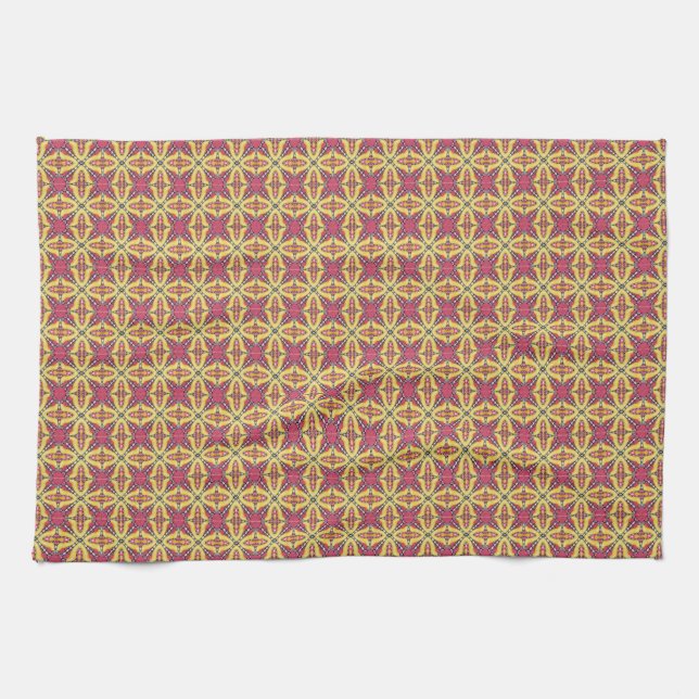 Red Kaleidoscope Tea Towel (Horizontal)