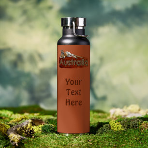 Red Kangaroo In Slouch Hat Water Bottle