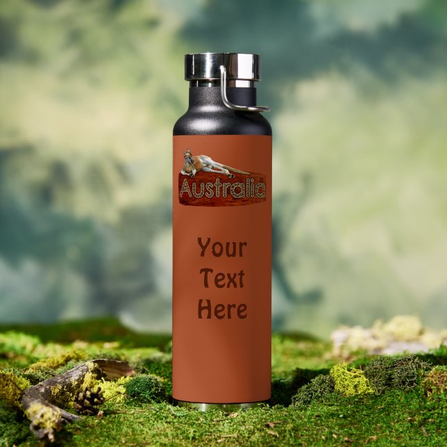 Red Kangaroo In Slouch Hat Water Bottle (Outdoor (Rotated))