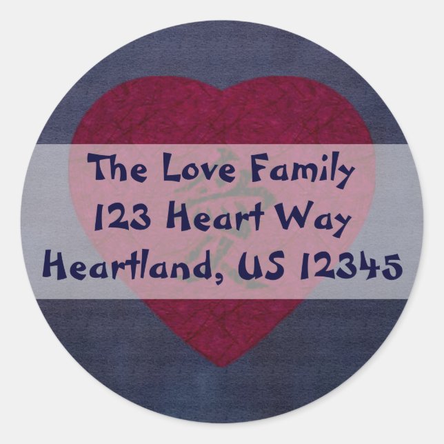 Red Kanji Love Washi Heart Classic Round Sticker (Front)