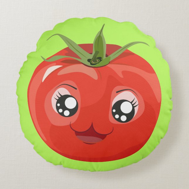 Red kawaii tomato Pillow (Front)
