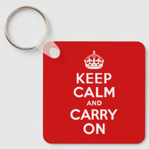 Red Keep Calm and Carry On Key Ring