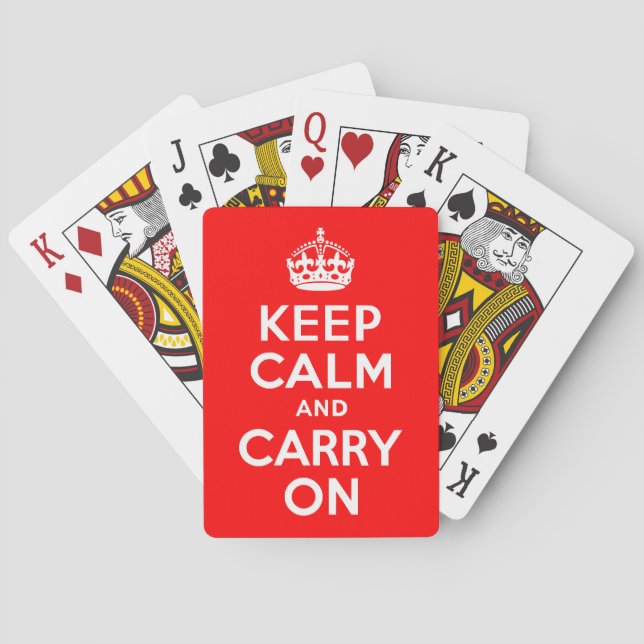Red Keep Calm and Carry On Playing Cards (Back)