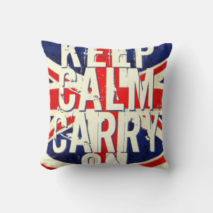 Red KEEP CALM AND Carry ON UK Pillow