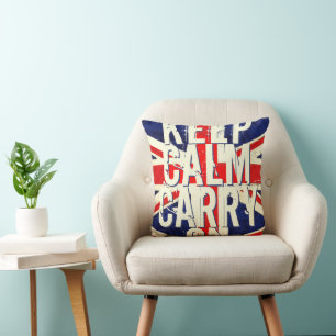 Red KEEP CALM AND Carry ON UK Pillow