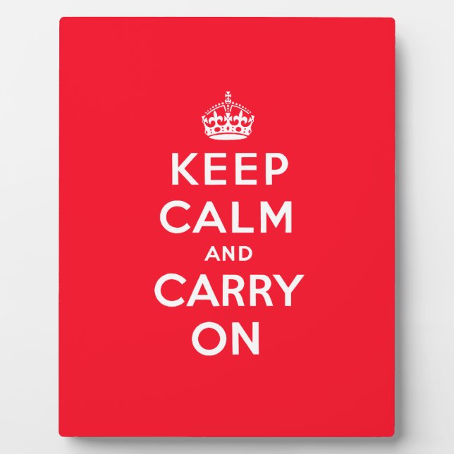 Red Keep Calm and Carry Plaque (Front)