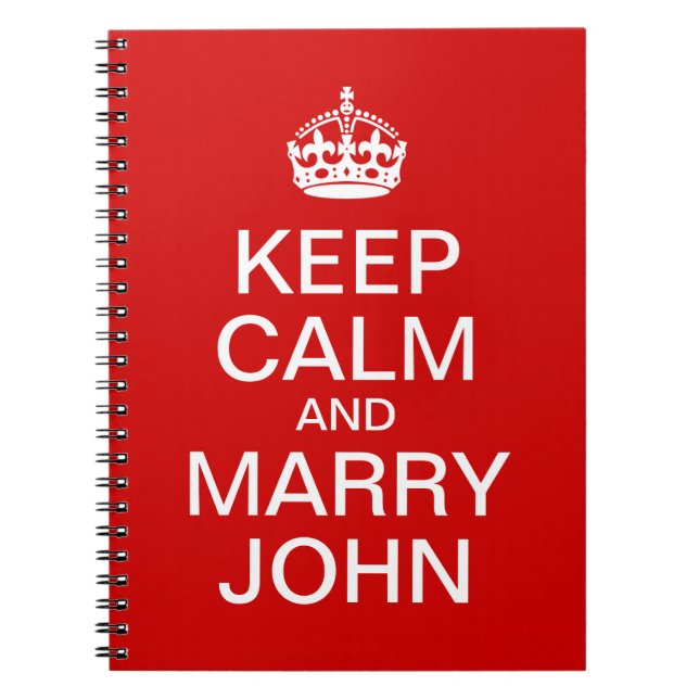Red Keep Calm and Marry Groom Notebook (Front)