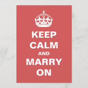 Red Keep Calm and Marry On Wedding Invitations