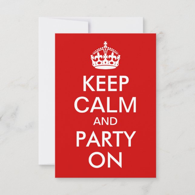 Red Keep Calm and Party On Birthday Invitation (Front)