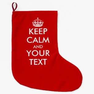 Red Keep calm and text large Christmas Stocking