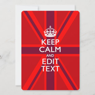 Red Keep Calm And Your Text on Union Jack Flag