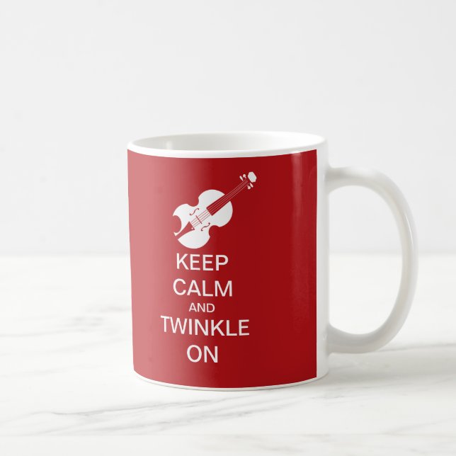 Red Keep Calm Twinkle On Violin Coffee Mug (Right)