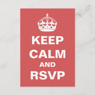 Red Keep Calm Wedding RSVP Card