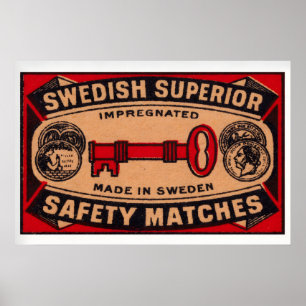Red Key - Matchbox Print - Sweden Wall Art