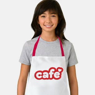 Red Kids' Apron with "Café" Lettering