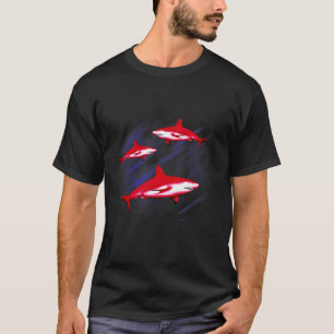 Red Killer Sharks in Attack Frenzy T-Shirt