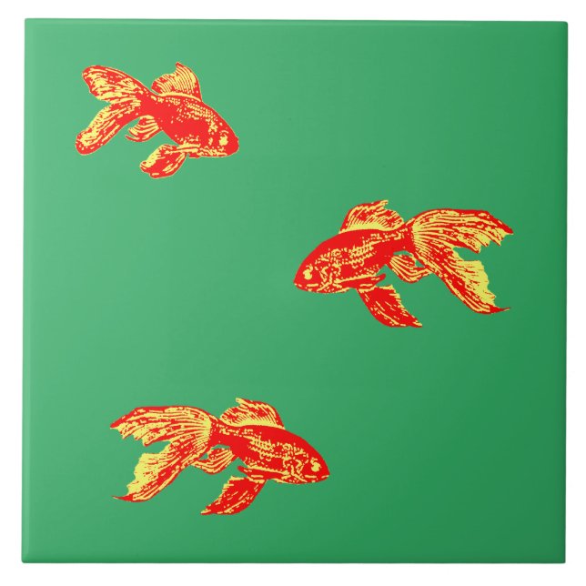 red kingyo ceramic tile (Front)