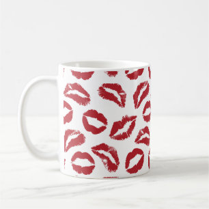 Red Kiss Lips Pattern Mug – Bold & Flirty