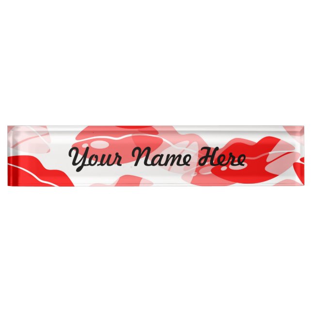 Red Kiss Love Lips Design Nameplate (Front)