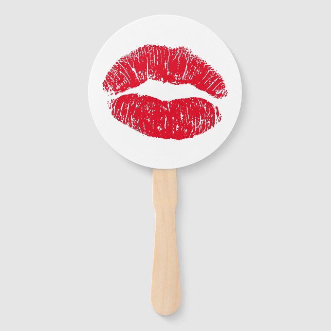 Red Kissing Lips Hand Fan (Front)