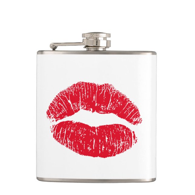 Red Kissing Lips Hip Flask (Front)