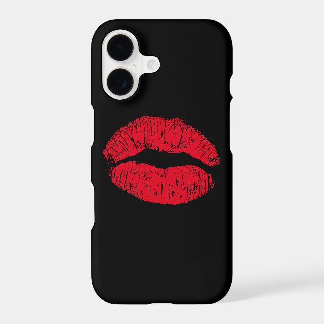 Red Kissing Lips on Black (Back)