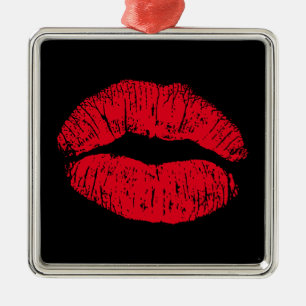 Red Kissing Lips on Black Metal Tree Decoration