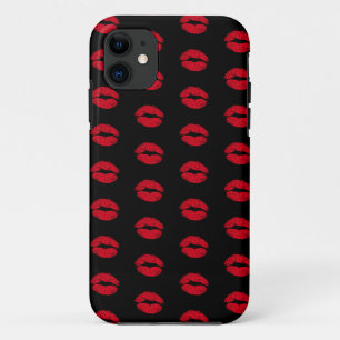 Red Kissing Lips Pattern Case-Mate iPhone Case