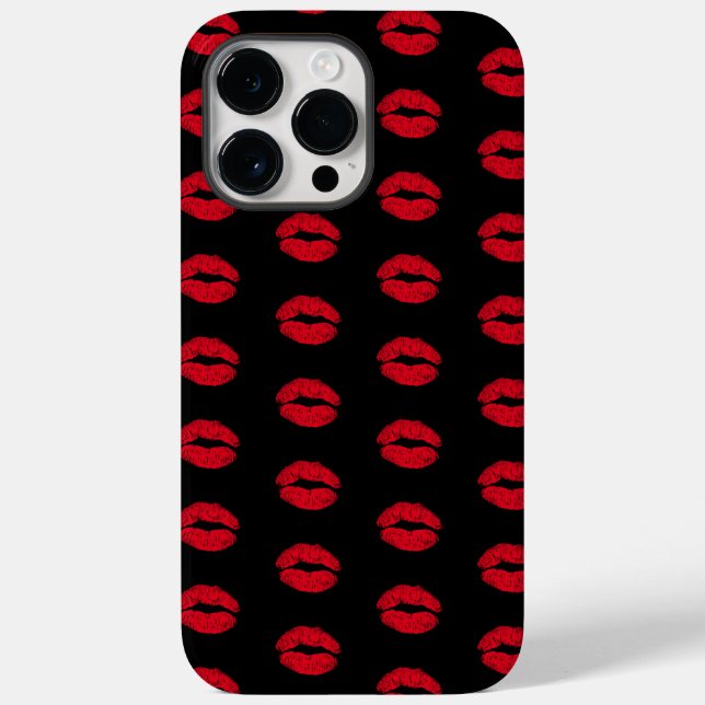 Red Kissing Lips Pattern Case-Mate iPhone Case (Back)