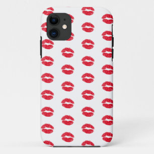 Red Kissing Lips Pattern Case-Mate iPhone Case