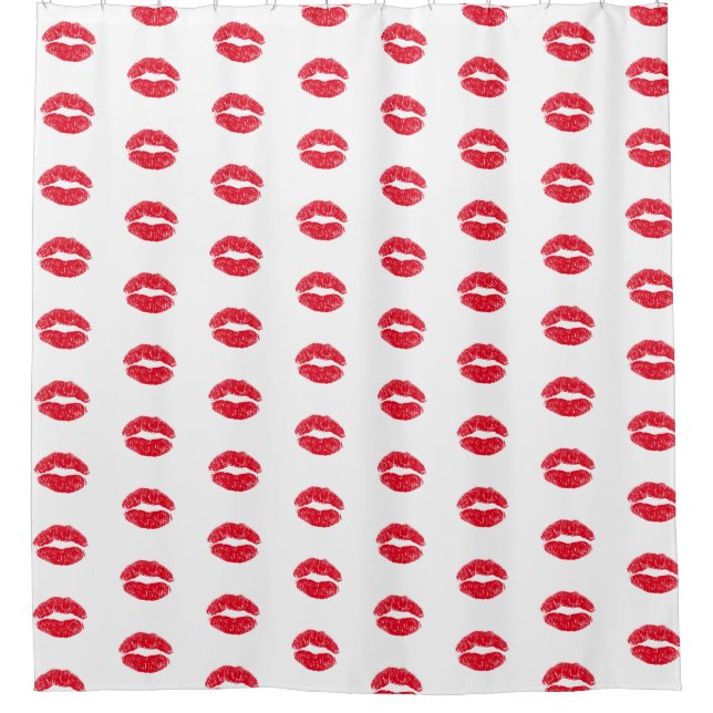 Red Kissing Lips Shower Curtain (Front)