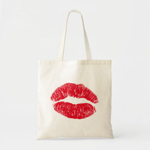 Red Kissing Lips Tote Bag