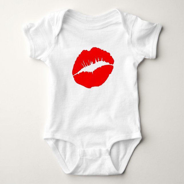 Red Kissy Lips Baby Bodysuit (Front)