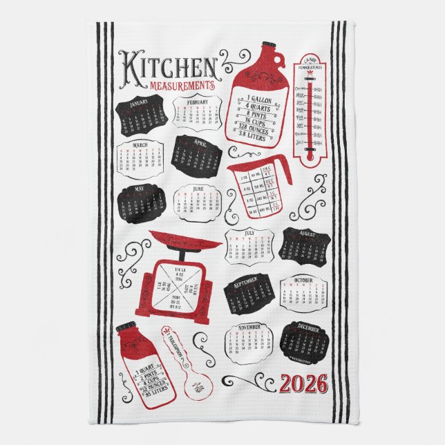 Red Kitchen Conversions Tea Towel (Vertical)