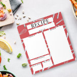 Red Kitchen Utensils Blank Sheet Culinary Recipe Notepad<br><div class="desc">A unique and useful notepad for culinary recipes. The design consists of a pattern of silver kitchen utensils on a red background with empty spaces where you can write down all the important data for preparing a recipe. The text is fully customisable.</div>