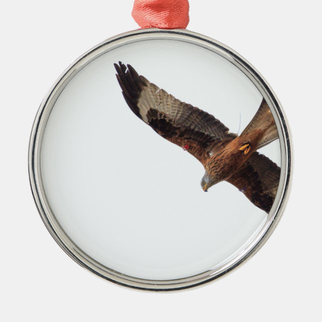 Red Kite In Sky Metal Tree Decoration (Front)