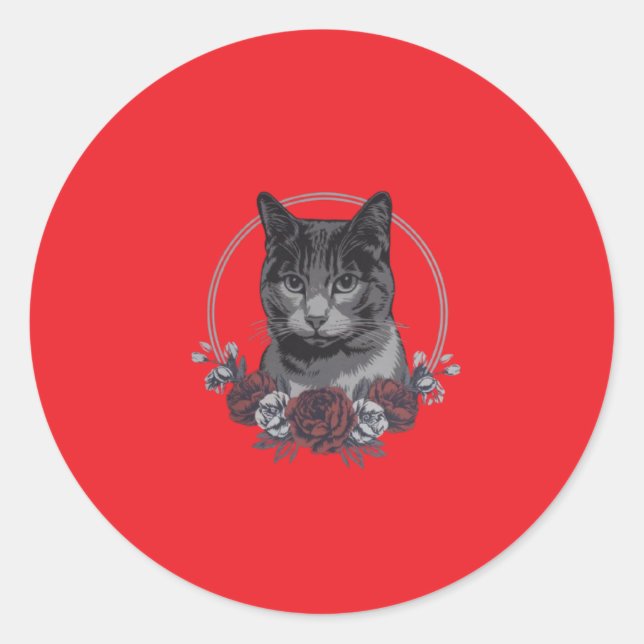 Red Kitten Classic Round Stickers (Front)