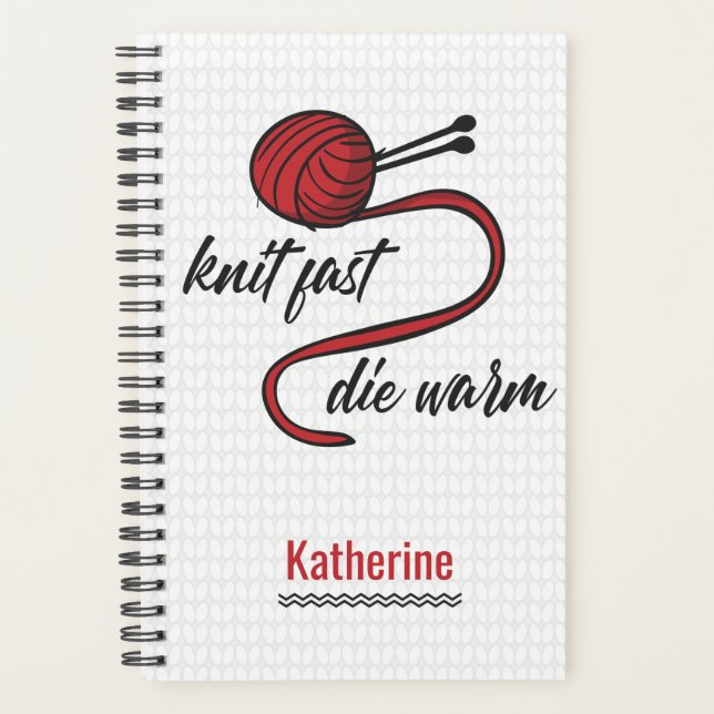 Red Knit Fast, Die Warm Planner (Front)