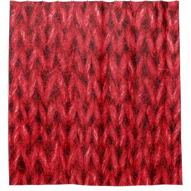 Red knitting wool texture background. shower curtain (Front)