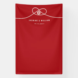 Red Knot Double Happiness Wedding Photo Backdrop Banner