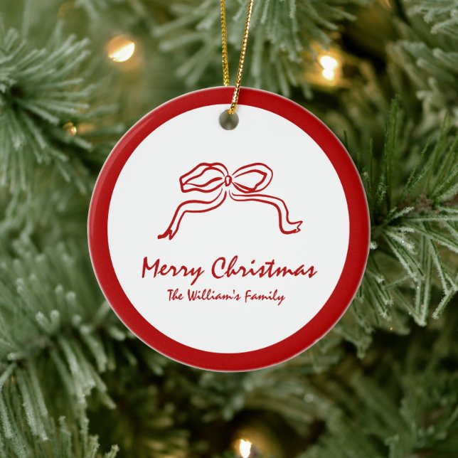 Red Knot Modern Christmas Ceramic Tree Decoration (Tree)