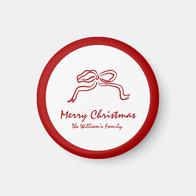Red Knot Modern Christmas Magnet (Front)