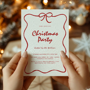 Red Knot Modern Christmas Party  Invitation