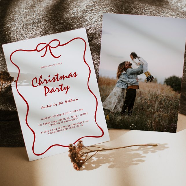 Red Knot Modern Christmas Party  Invitation (Creator Uploaded)